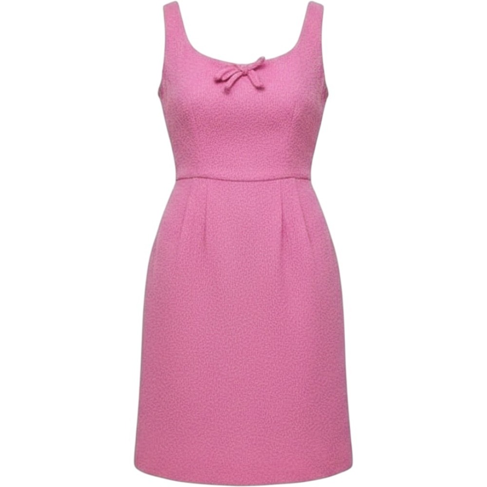 Lanz Pink Dress Bow Front Fitted Sheath Romantic Cottagecore Small Vintage